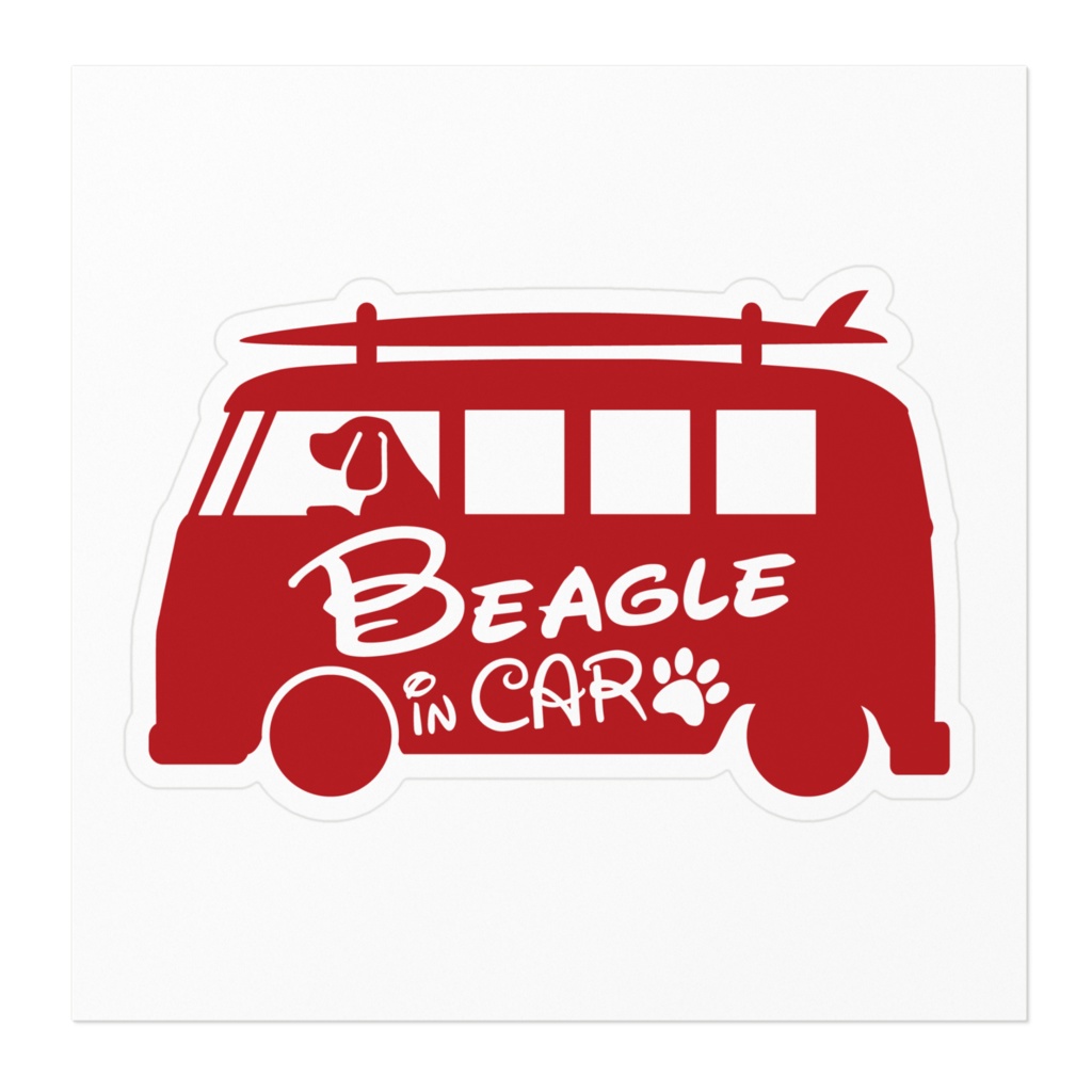 【プリントステッカー】Beagle IN CAR クイーンレッド