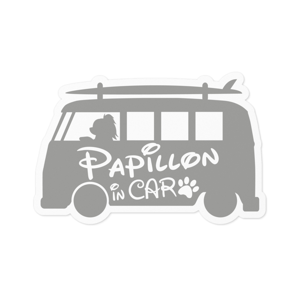 【プリントステッカー】Papillon in CAR　アッシュグレー