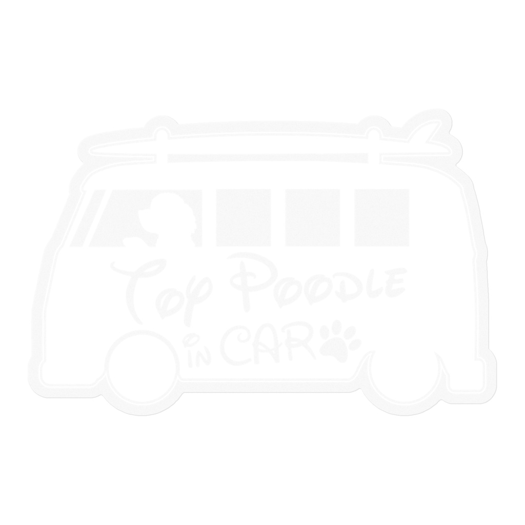 【プリントステッカー】ToyPoodle in CAR　スノーホワイト