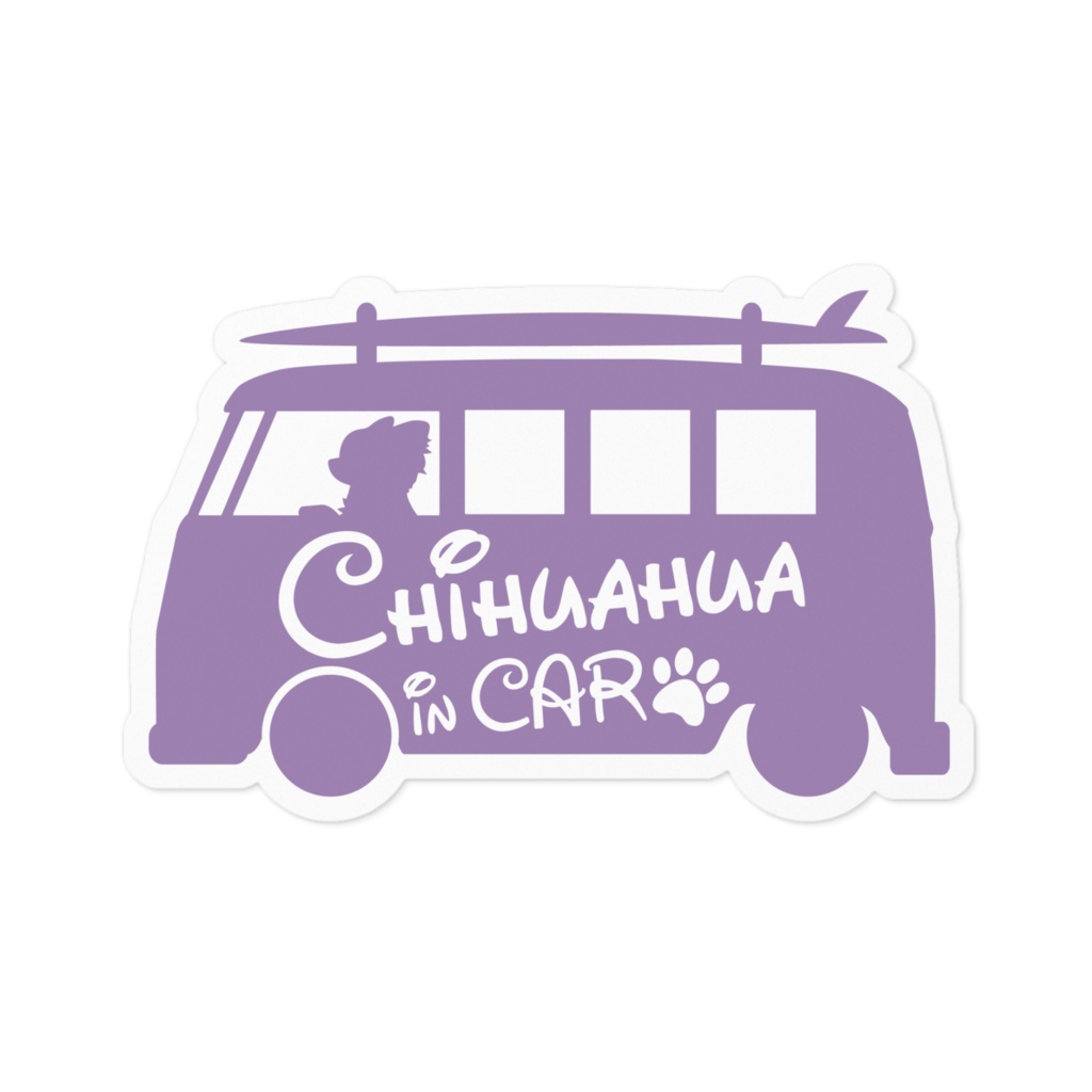 【プリントステッカー】Chihuahua in CAR　ラベンダーモーブ