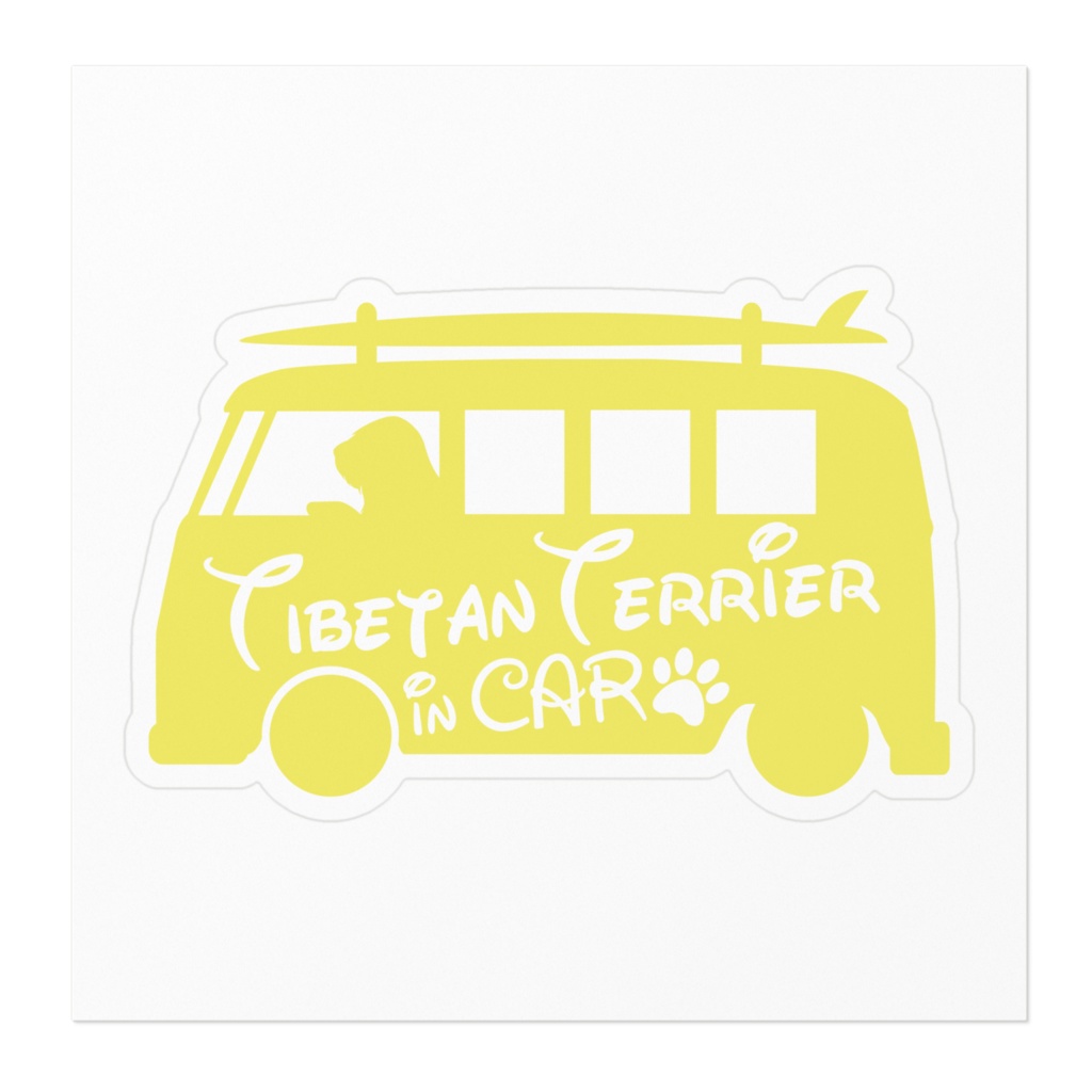 【プリントステッカー】Tibetan Terrier in CAR ミモザイエロー