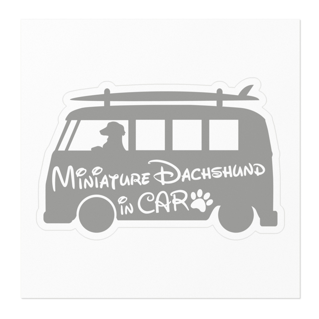 【プリントステッカー】Miniature Dachshund in CAR アッシュグレー