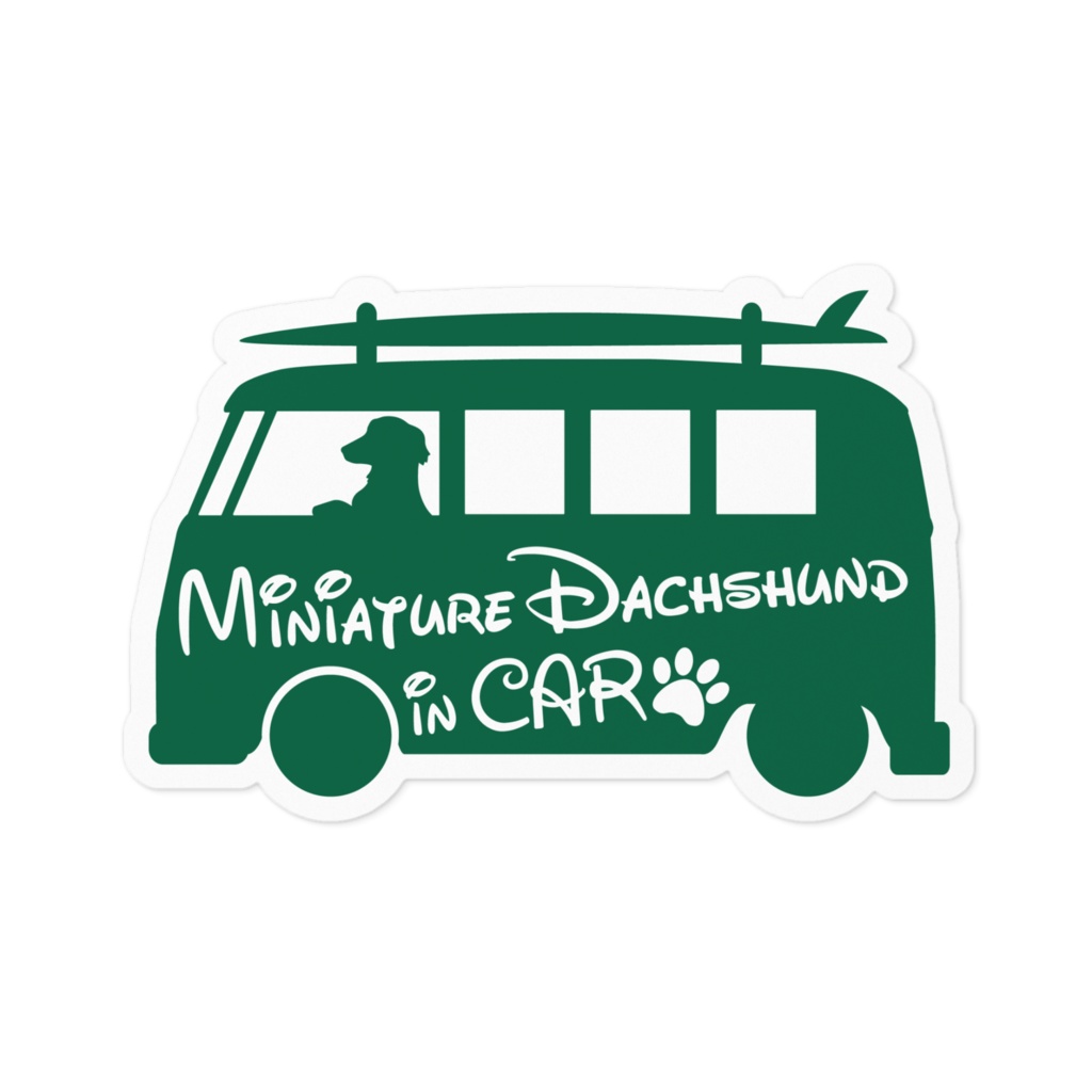 【プリントステッカー】Miniature Dachshund in CAR ホーリーグリーン