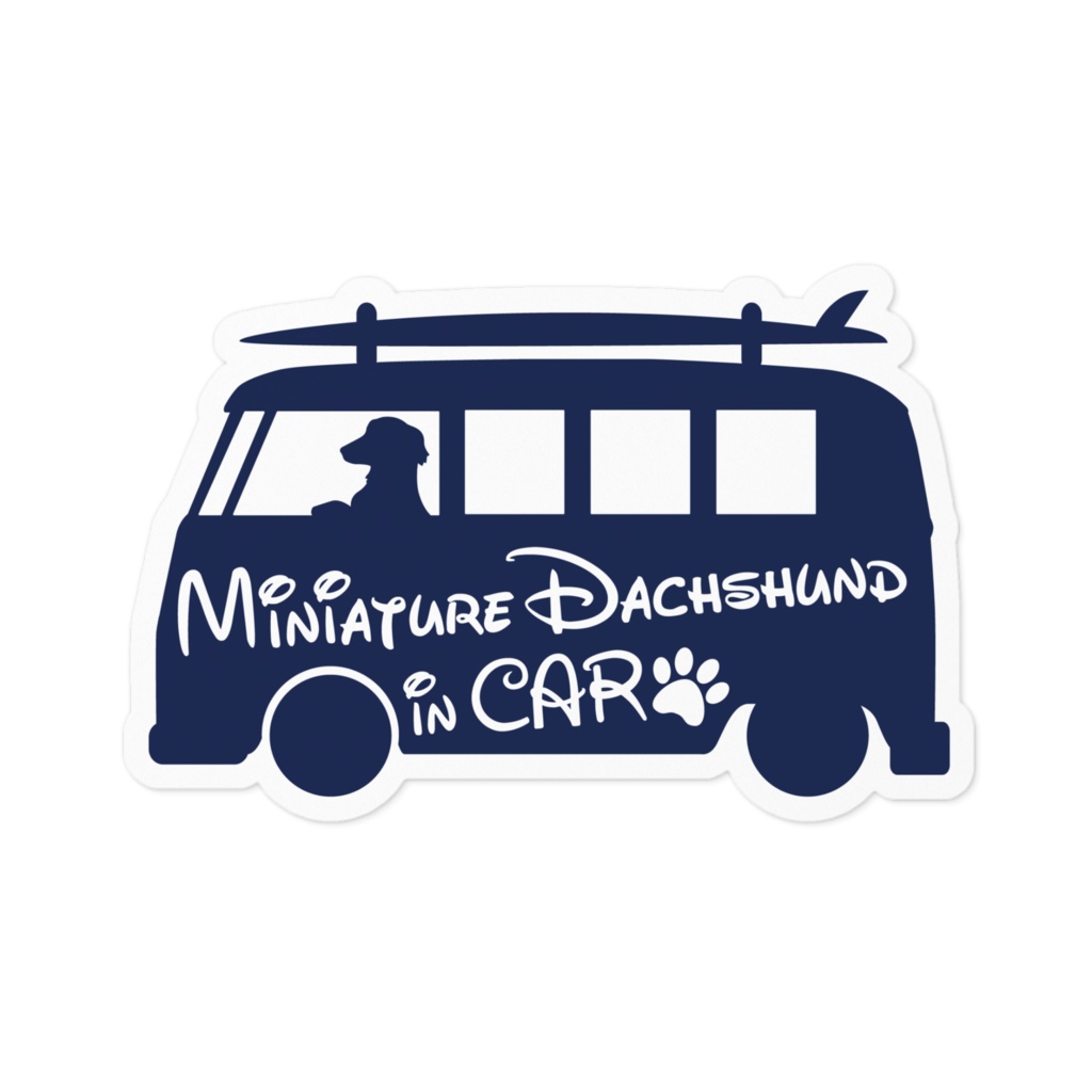 【プリントステッカー】Miniature Dachshund in CAR　ミッドナイトブルー