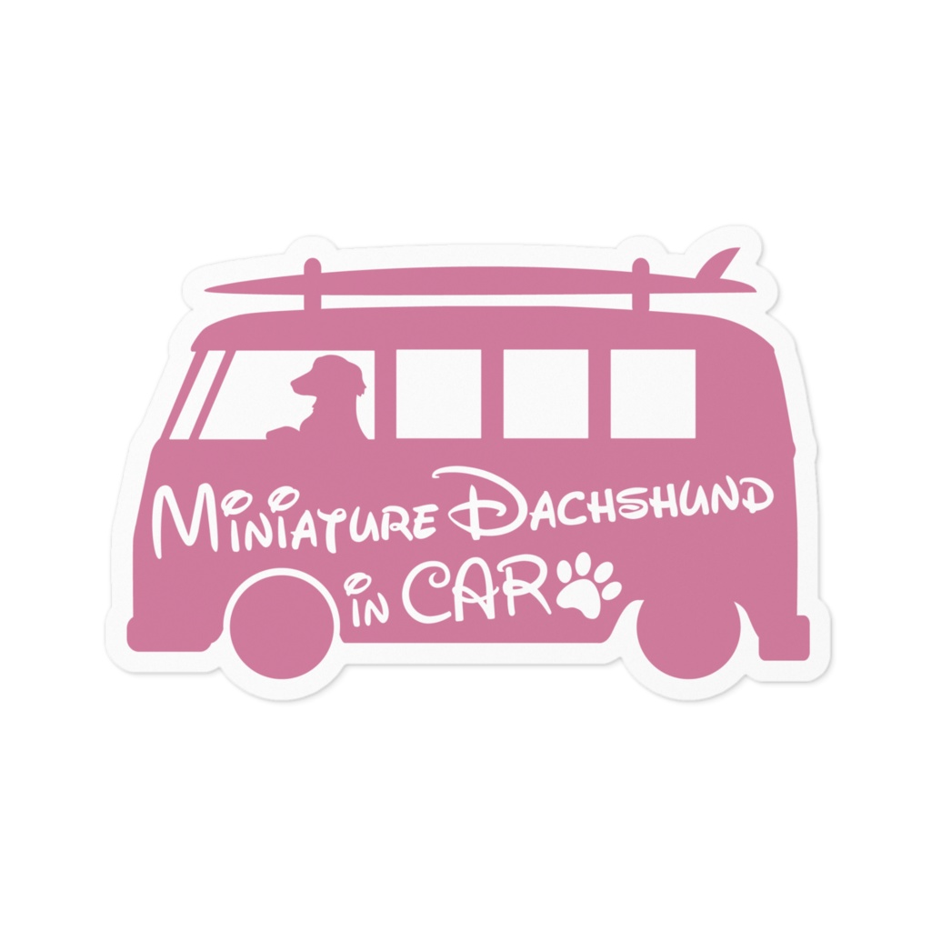 【プリントステッカー】Miniature Dachshund in CAR ロータスピンク