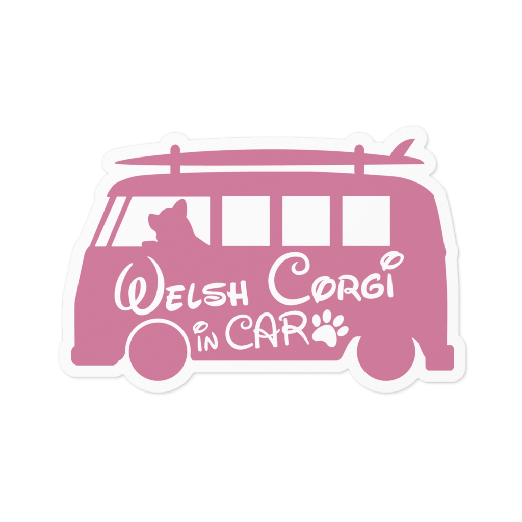 【プリントステッカー】WelshCorgi in CAR　ロータスピンク