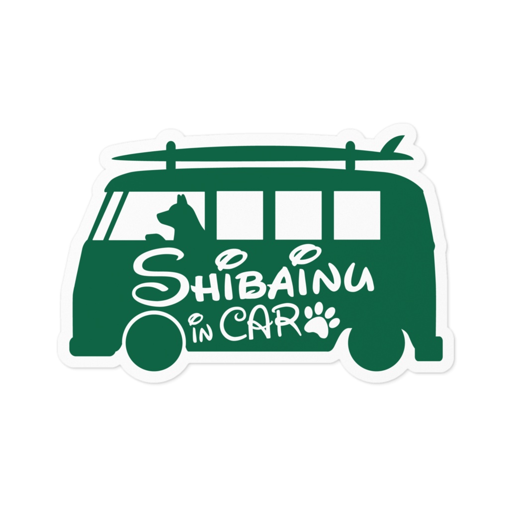 【プリントステッカー】Shibainu in CAR ホーリーグリーン