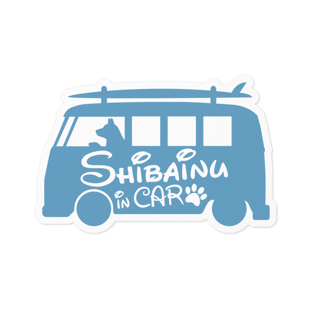 【プリントステッカー】Shibainu in CAR チョークブルー