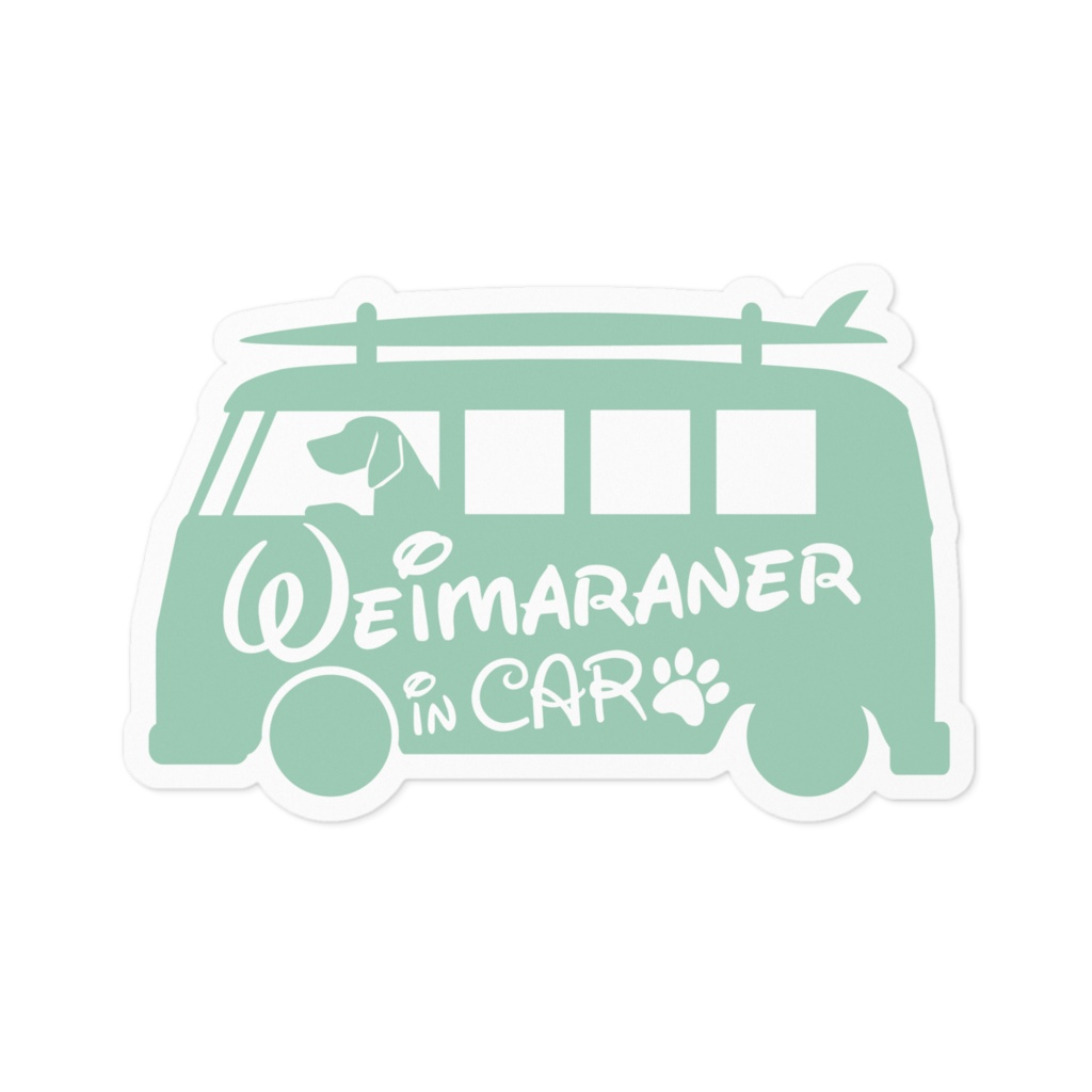 【プリントステッカー】Weimaraner in CAR　スプレーグリーン