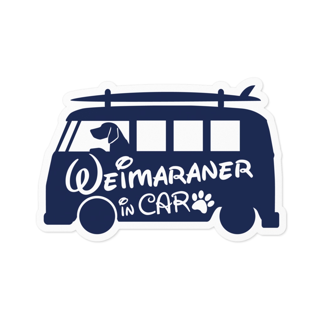 【プリントステッカー】Weimaraner in CAR　ミッドナイトブルー