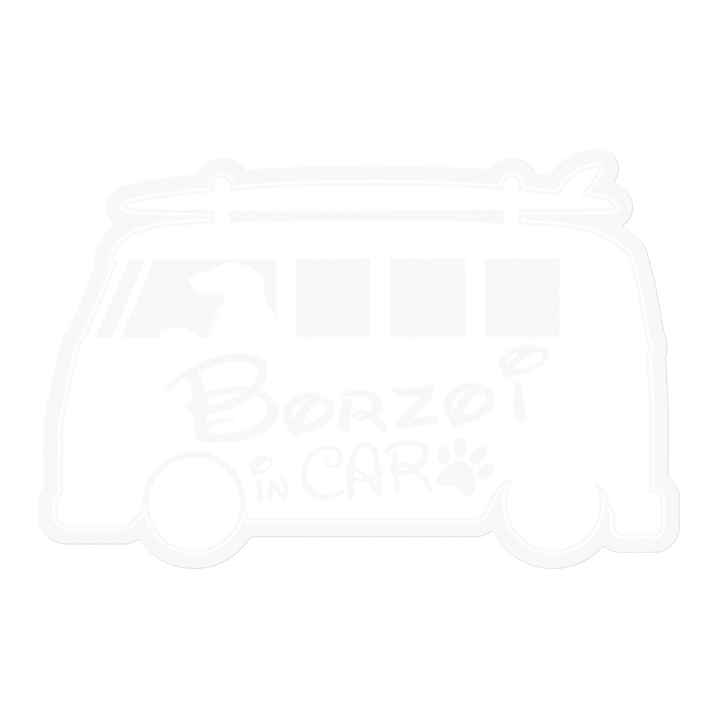 【プリントステッカー】Borzoi in CAR　スノーホワイト