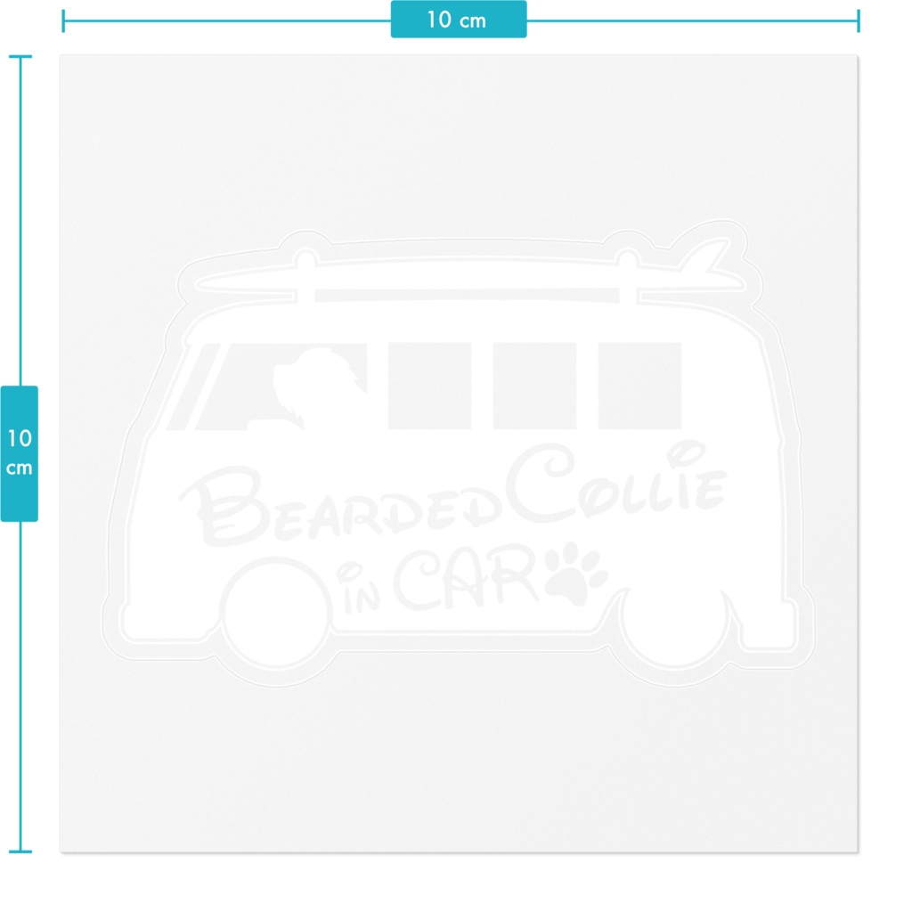 【プリントステッカー】 Bearded Collie in CAR スノーホワイト