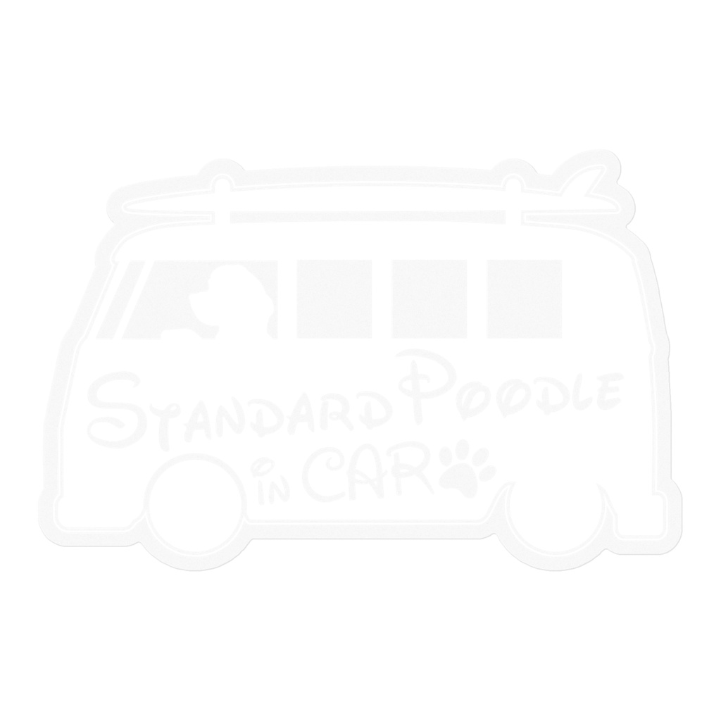 【プリントステッカー】 Standard Poodle in CAR スノーホワイト