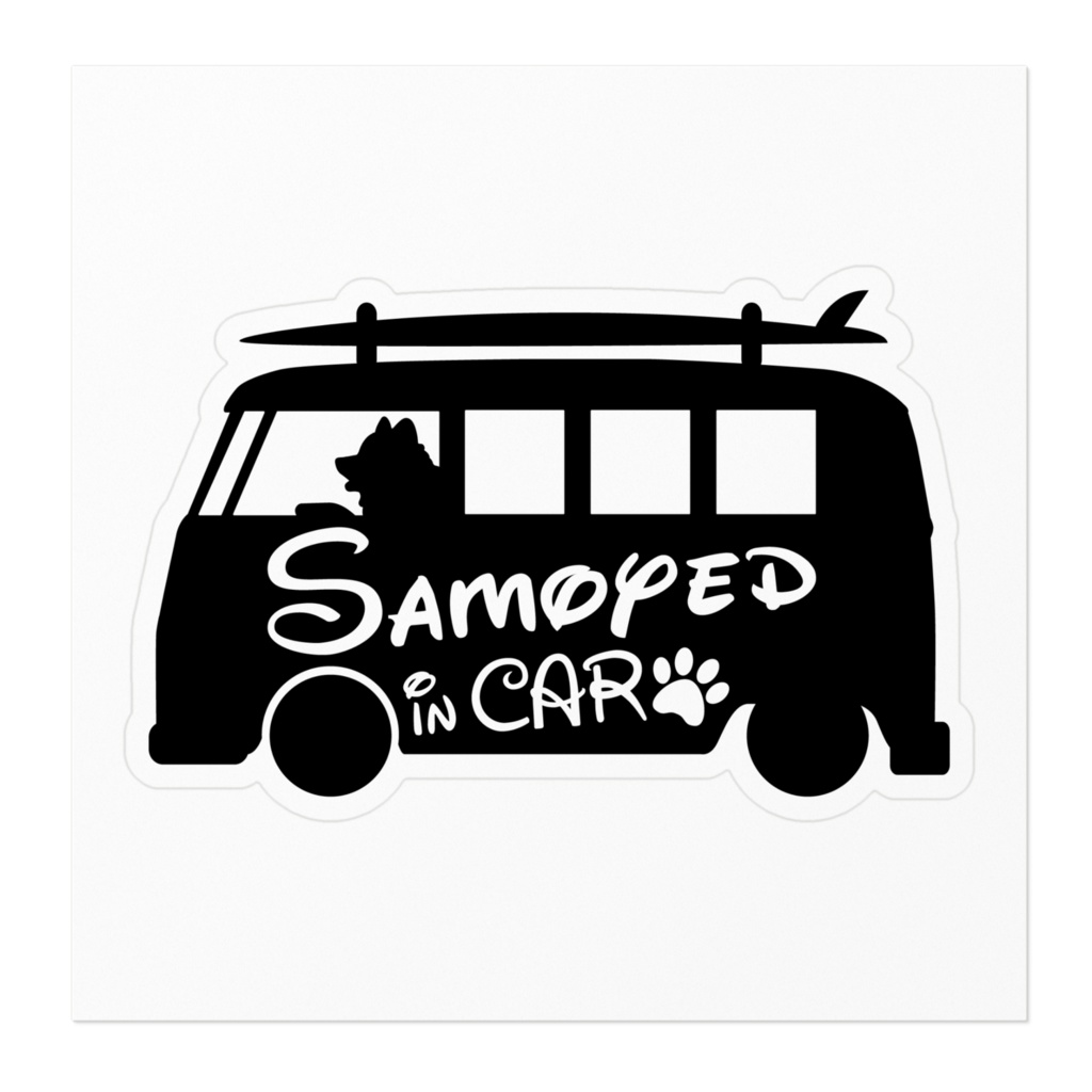 【プリントステッカー】 Samoyed in CAR ウィッチブラック