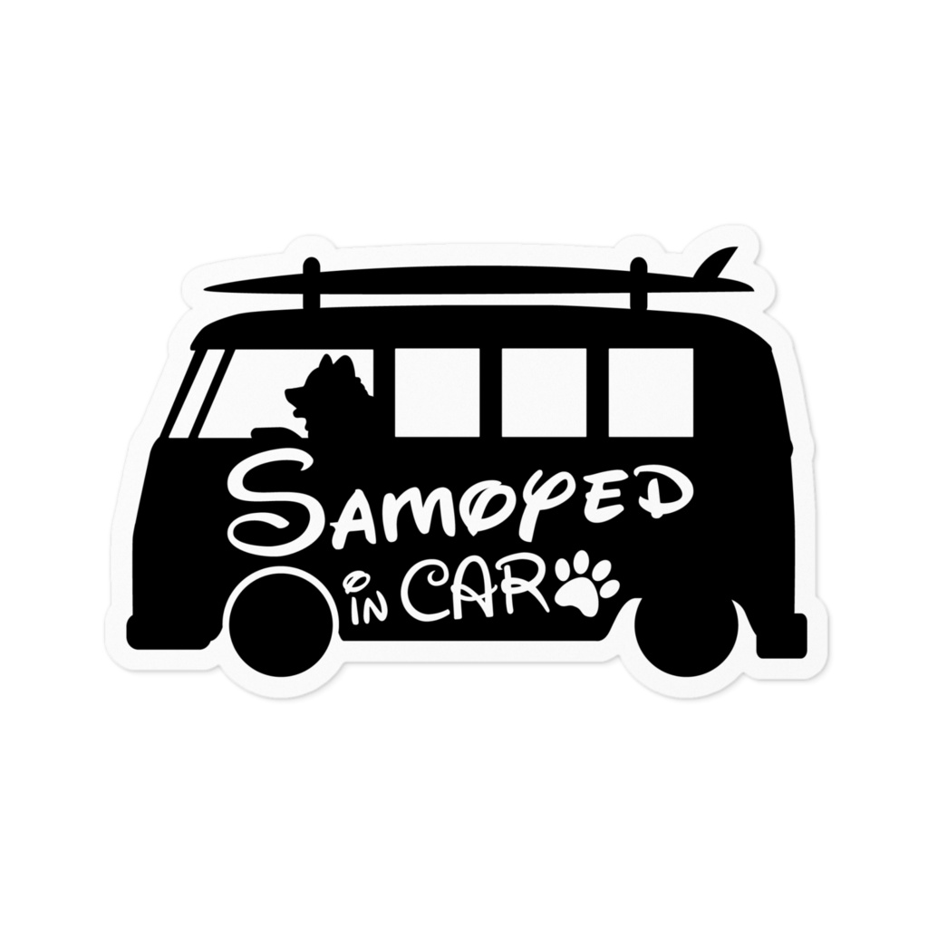【プリントステッカー】 Samoyed in CAR ウィッチブラック