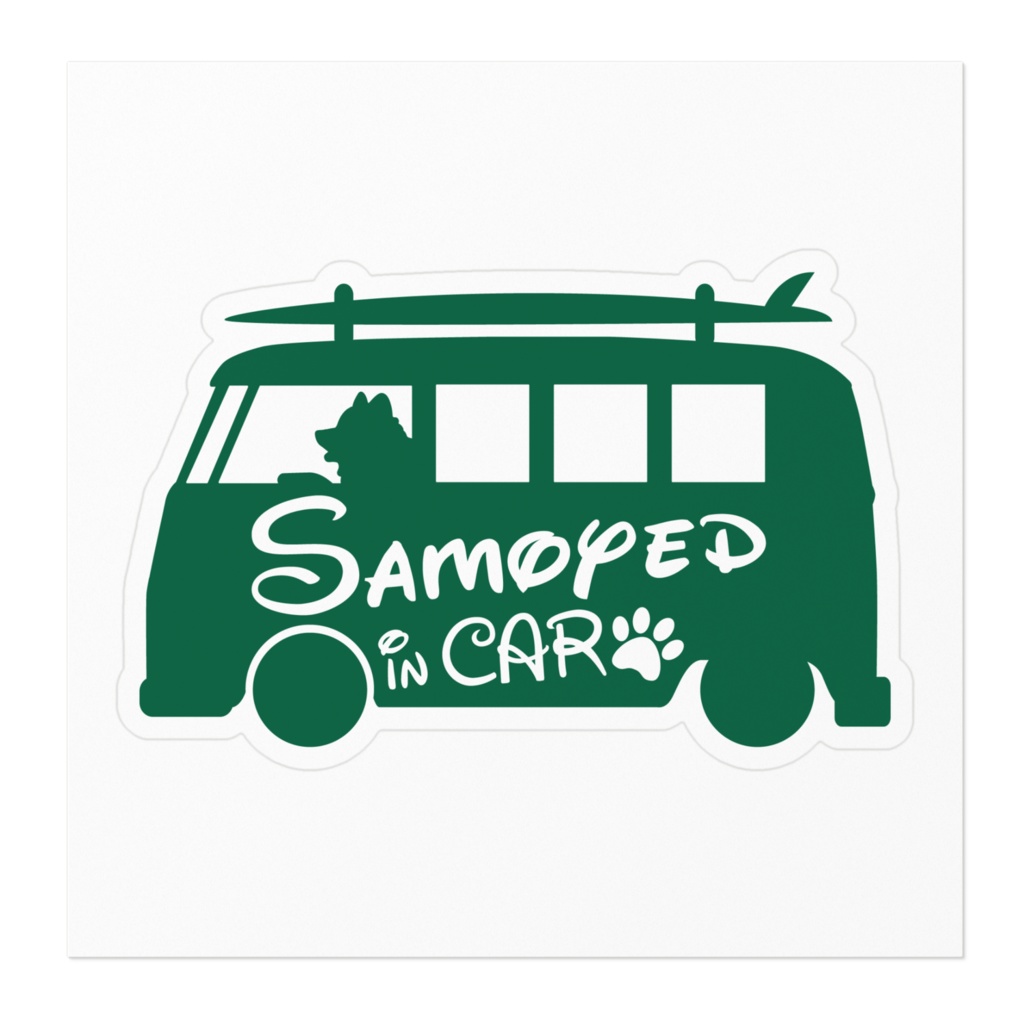 【プリントステッカー】 Samoyed in CAR ホーリーグリーン