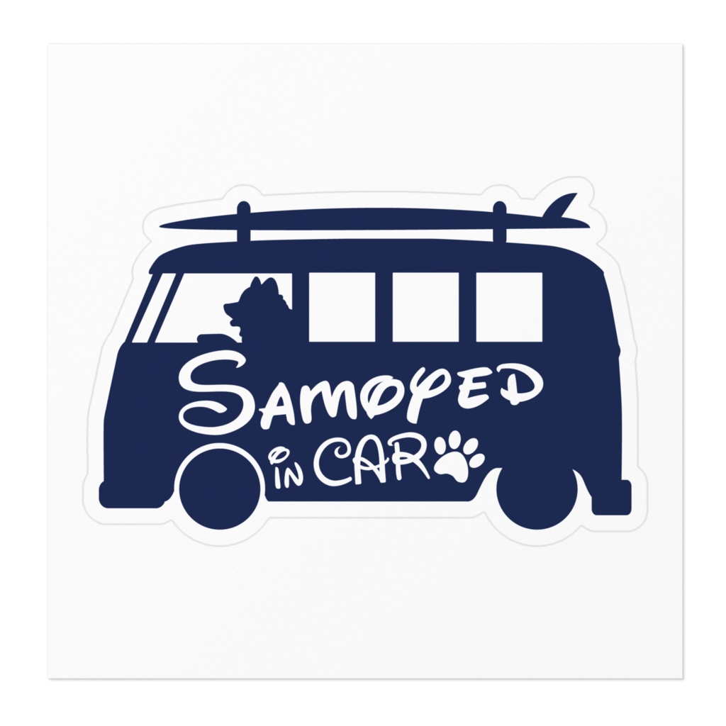 【プリントステッカー】 Samoyed in CAR ミッドナイトブルー