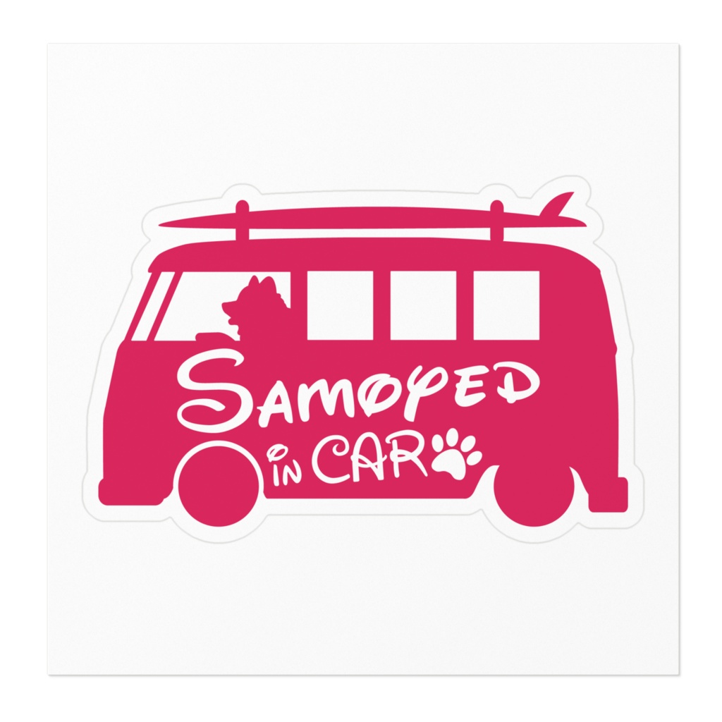 【プリントステッカー】 Samoyed in CAR ストロベリー