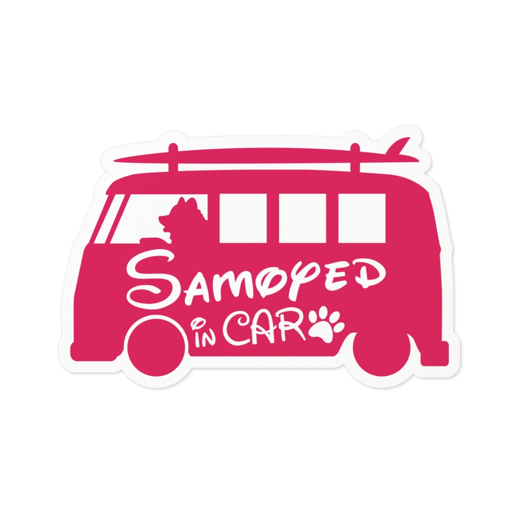 【プリントステッカー】 Samoyed in CAR　ストロベリー
