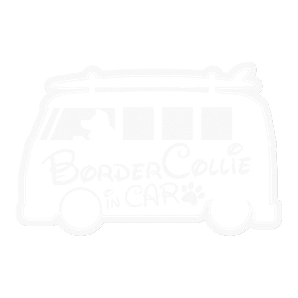 【プリントステッカー】 Border Collie in CAR スノーホワイト
