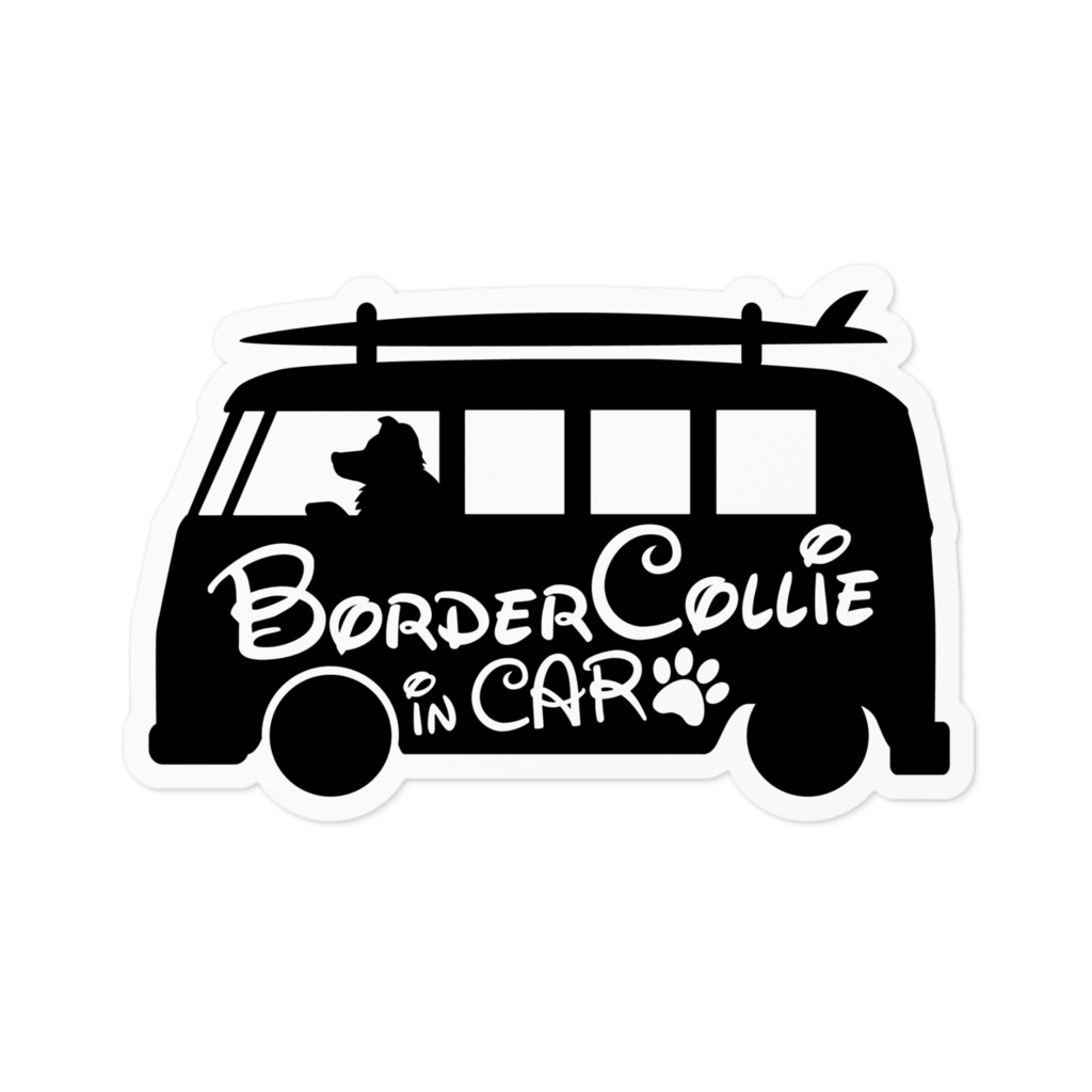 【プリントステッカー】 Border Collie in CAR　ウィッチブラック