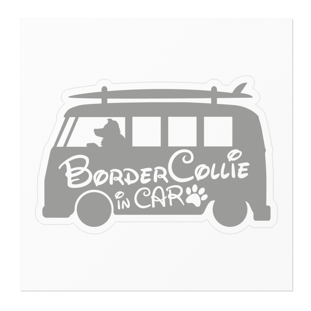 【プリントステッカー】 Border Collie in CAR アッシュグレー