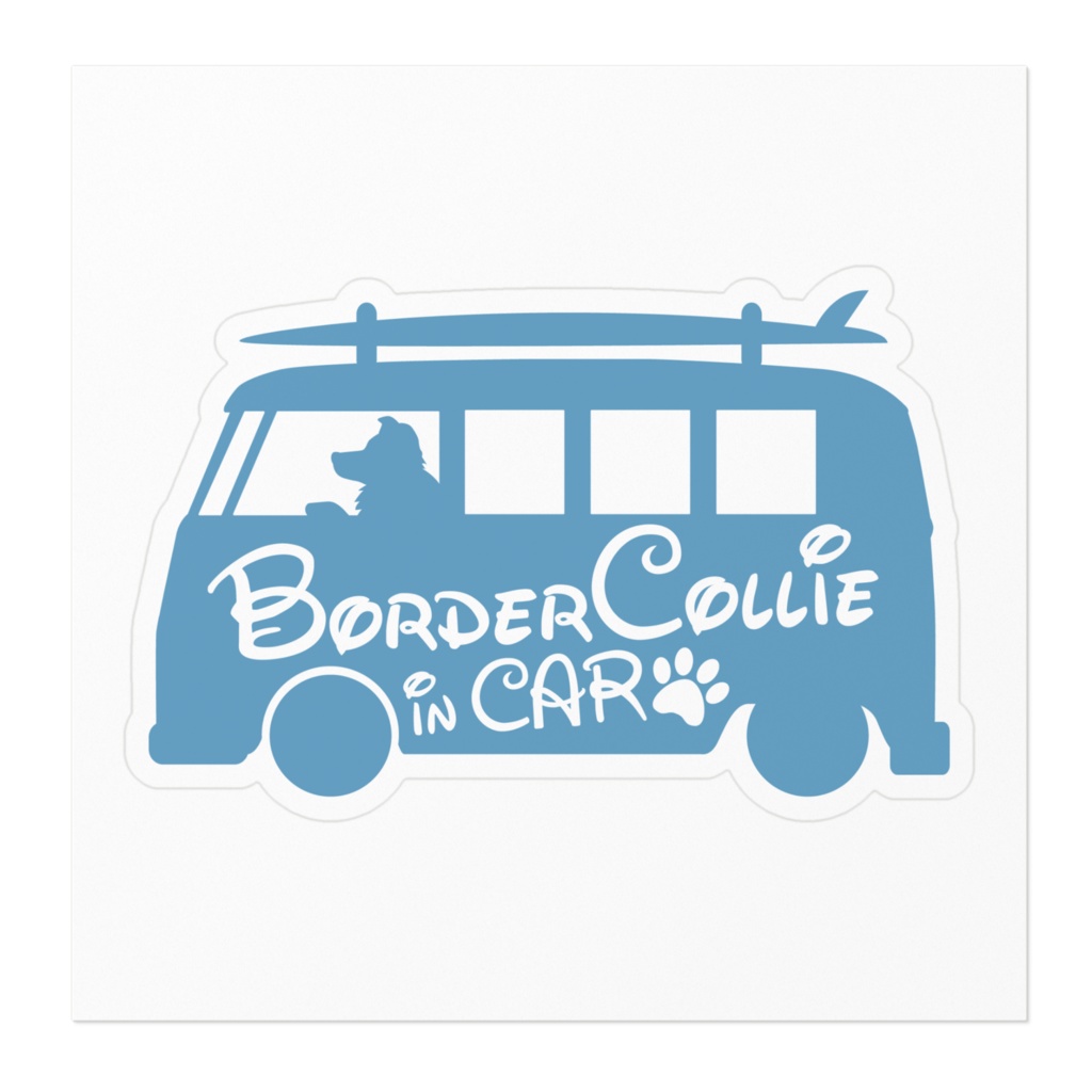 【プリントステッカー】 Border Collie in CAR チョークブルー