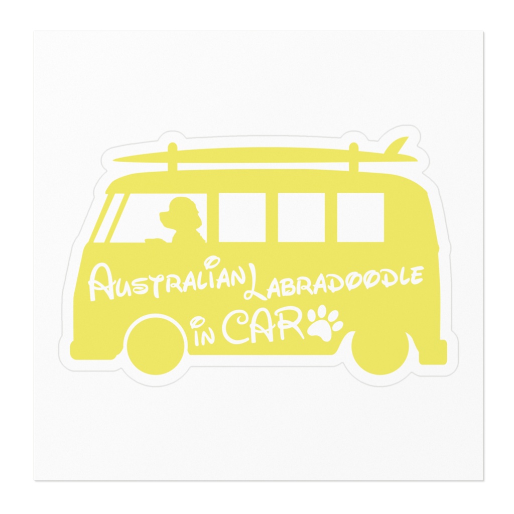 【プリントステッカー】Australian Labradoodle IN CAR ミモザイエロー