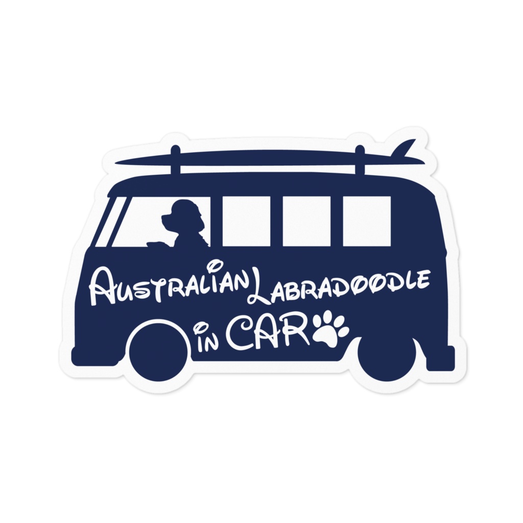 【プリントステッカー】Australian Labradoodle IN CAR　ミッドナイトブルー