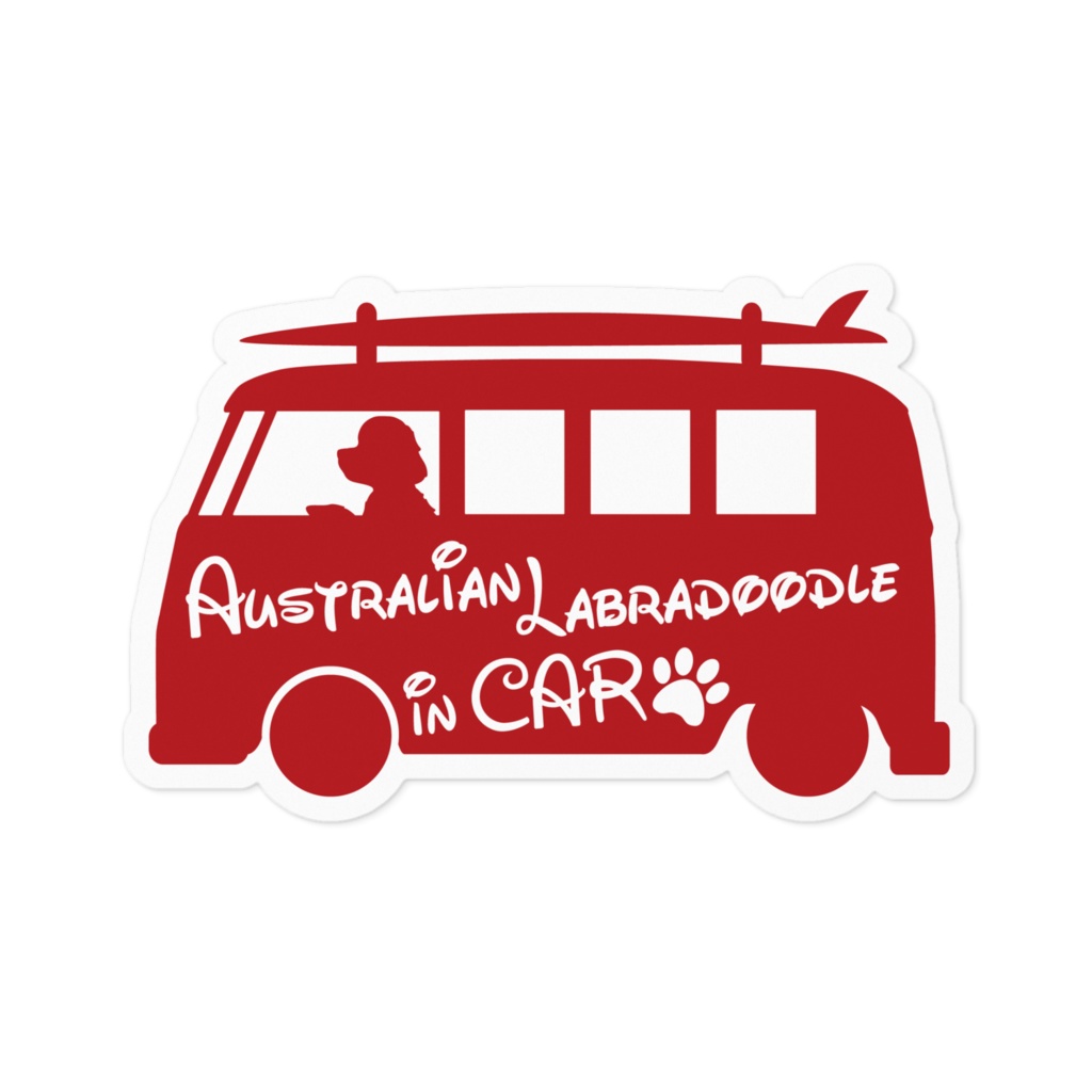 【プリントステッカー】Australian Labradoodle IN CAR　クイーンレッド