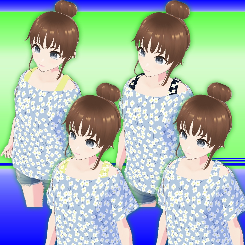【FlowerTシャツ】Vroid3Dキャラクター用(A~Dタイプ)