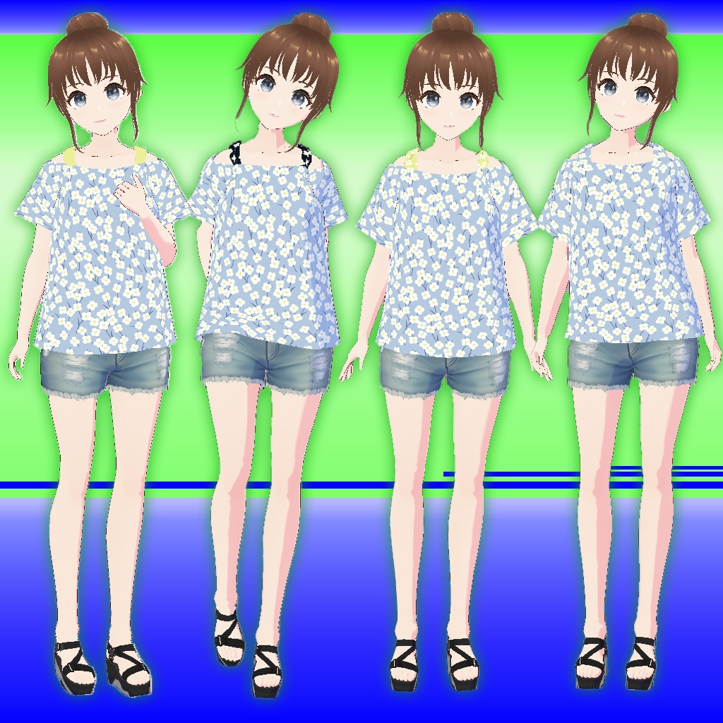 【FlowerTシャツ】Vroid3Dキャラクター用(A~Dタイプ)