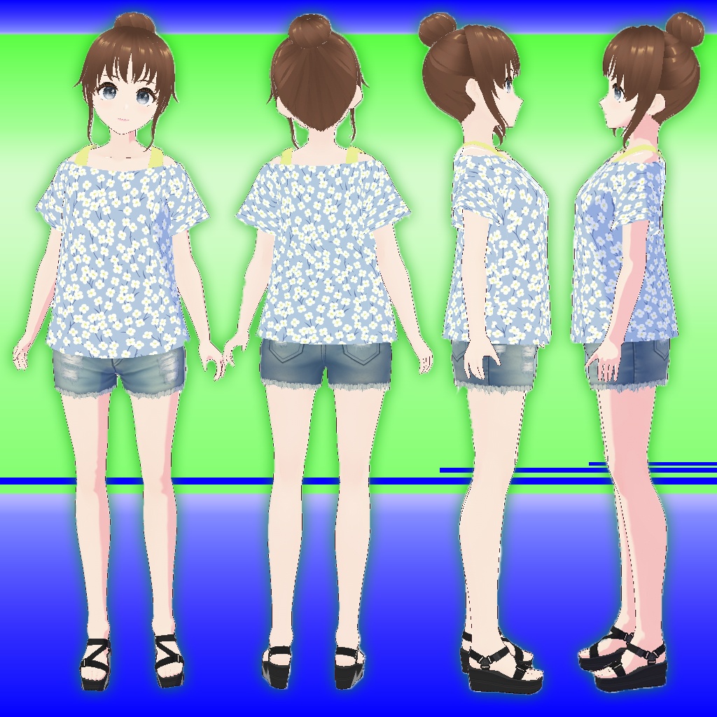 【FlowerTシャツ】Vroid3Dキャラクター用(A~Dタイプ)