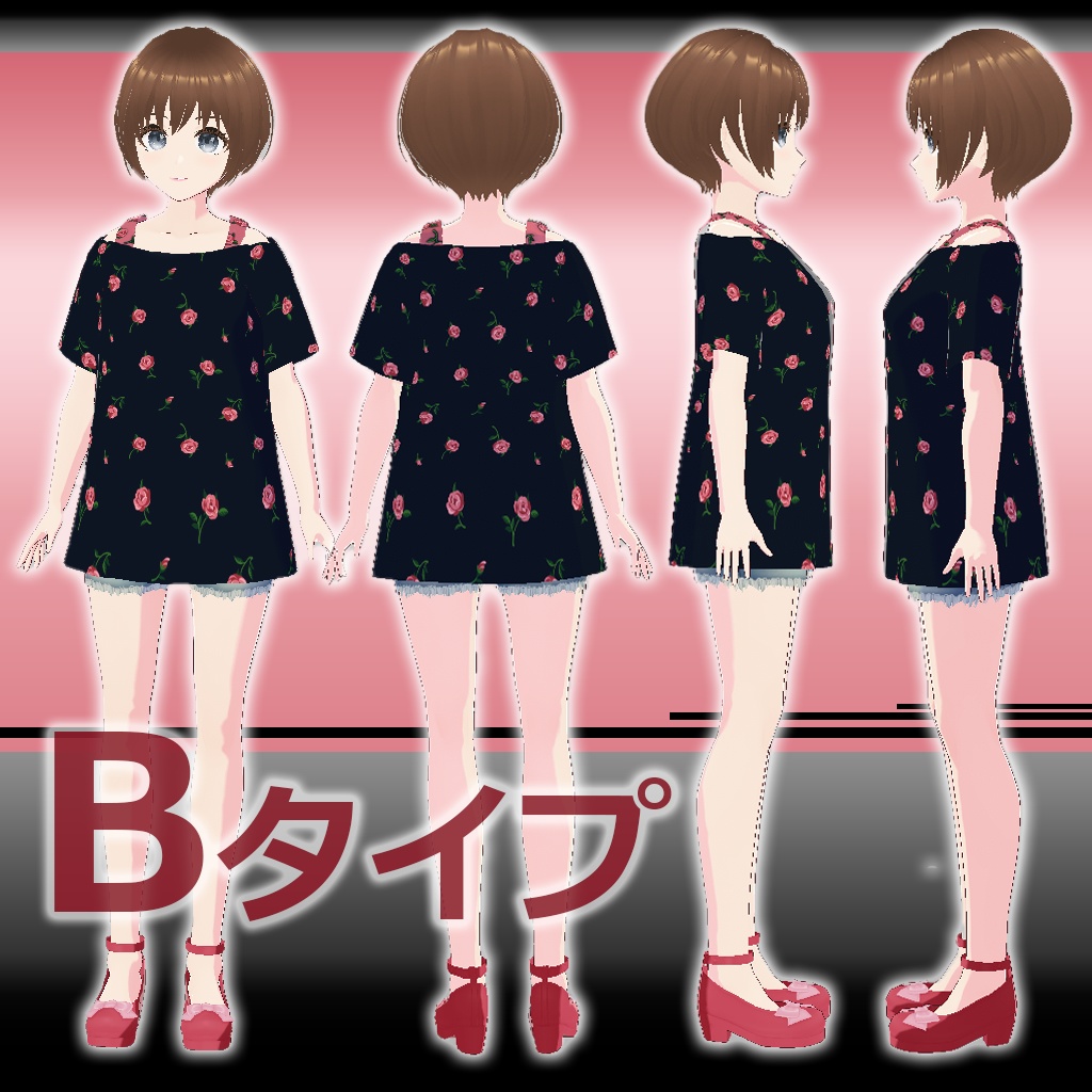 【RoseTシャツ】Vroid3Dキャラクター用(A~Cタイプ)