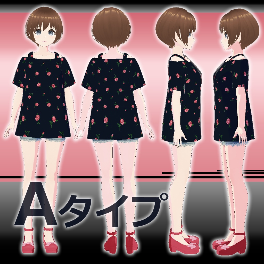 【RoseTシャツ】Vroid3Dキャラクター用(A~Cタイプ)