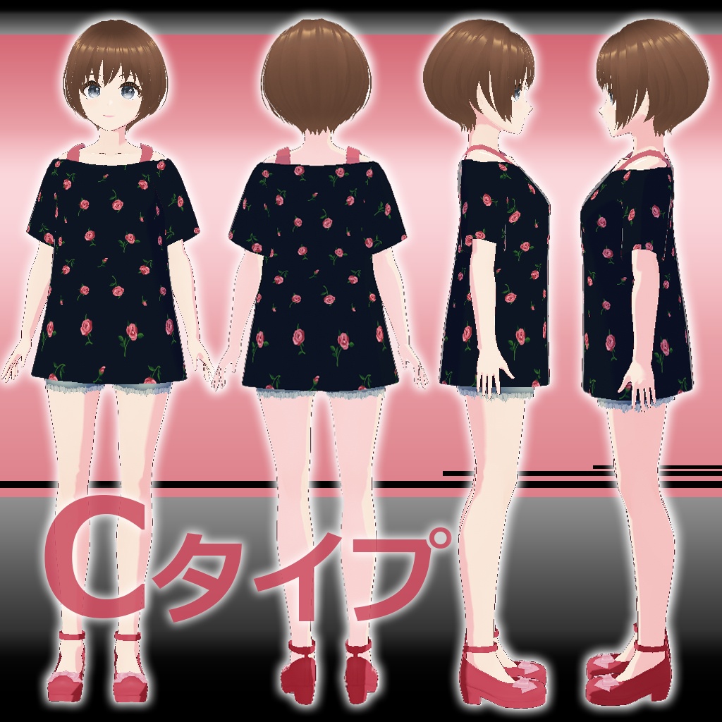【RoseTシャツ】Vroid3Dキャラクター用(A~Cタイプ)
