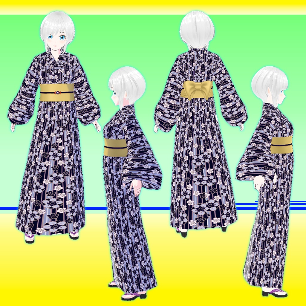 【商用OK】Vroid3Dキャラ用 浴衣(A~Dタイプ)