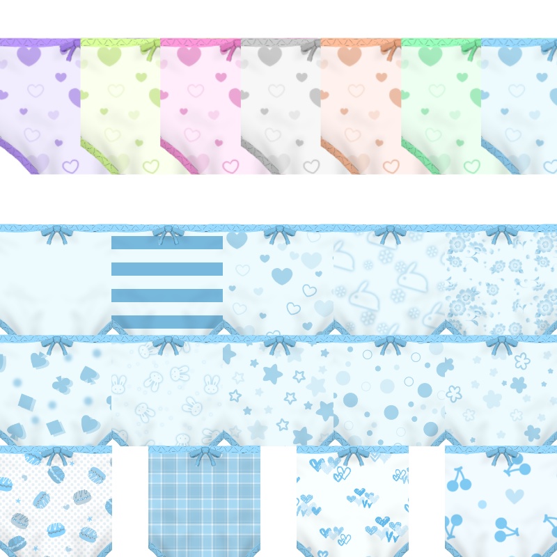 シンプル下着 綿パンツリボン付き 柄色複数あり【正式版VRoid対応】