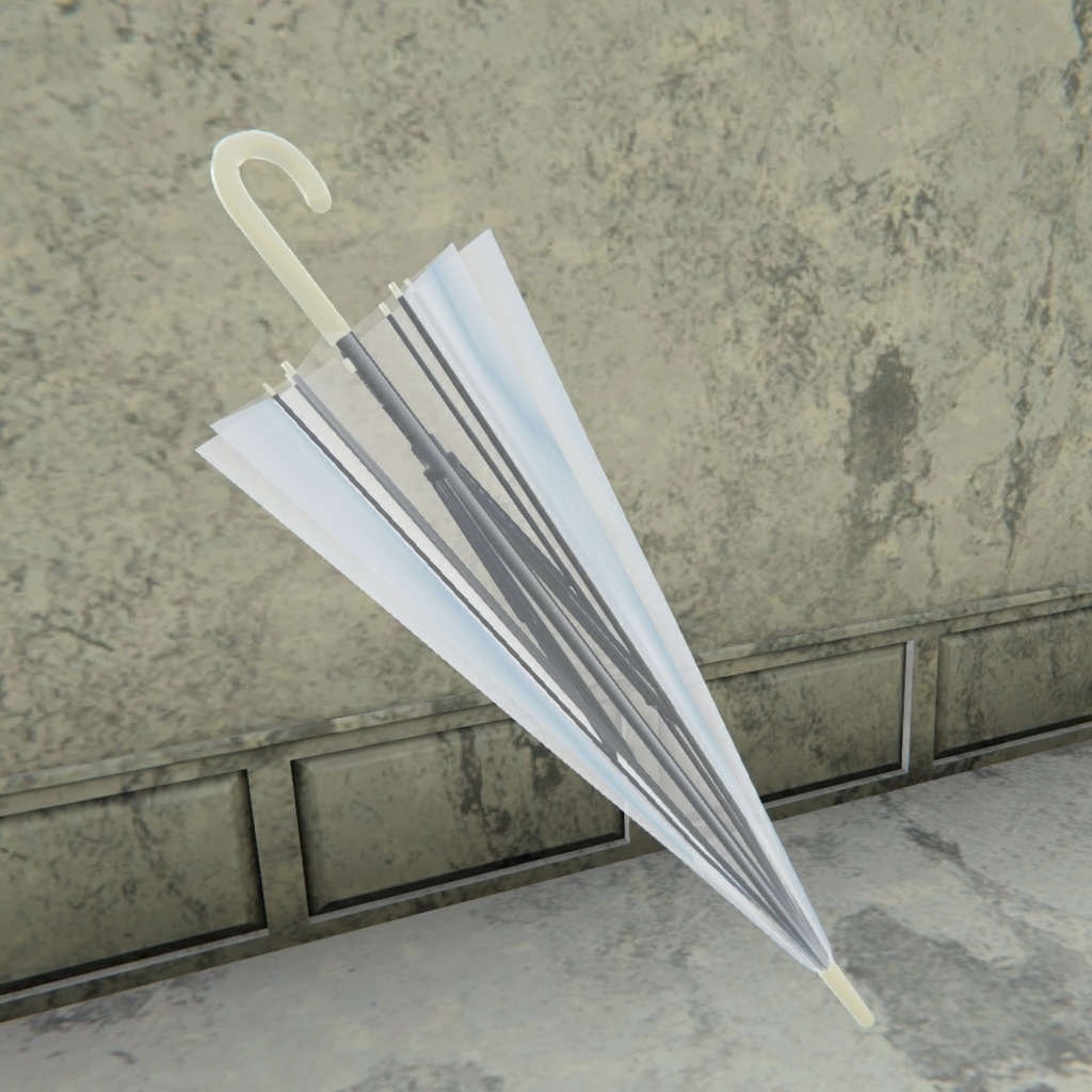 【3Dモデル】閉じれる傘 裏表別マテリアルでUV展開済み ボタン別パーツ