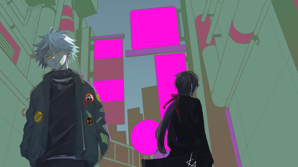 【背景素材01】線画色差分2種+雰囲気カラー2種 全4種