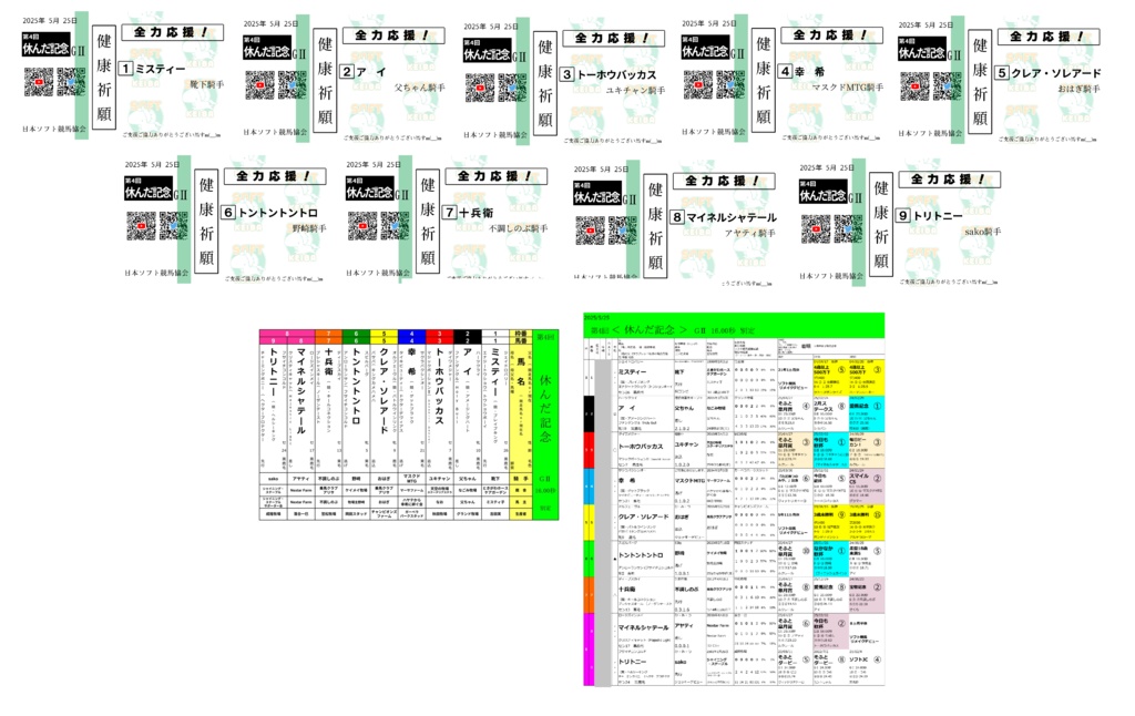 第4回<休んだ記念>ばけん(枠表・馬柱付き)(6/30まで)