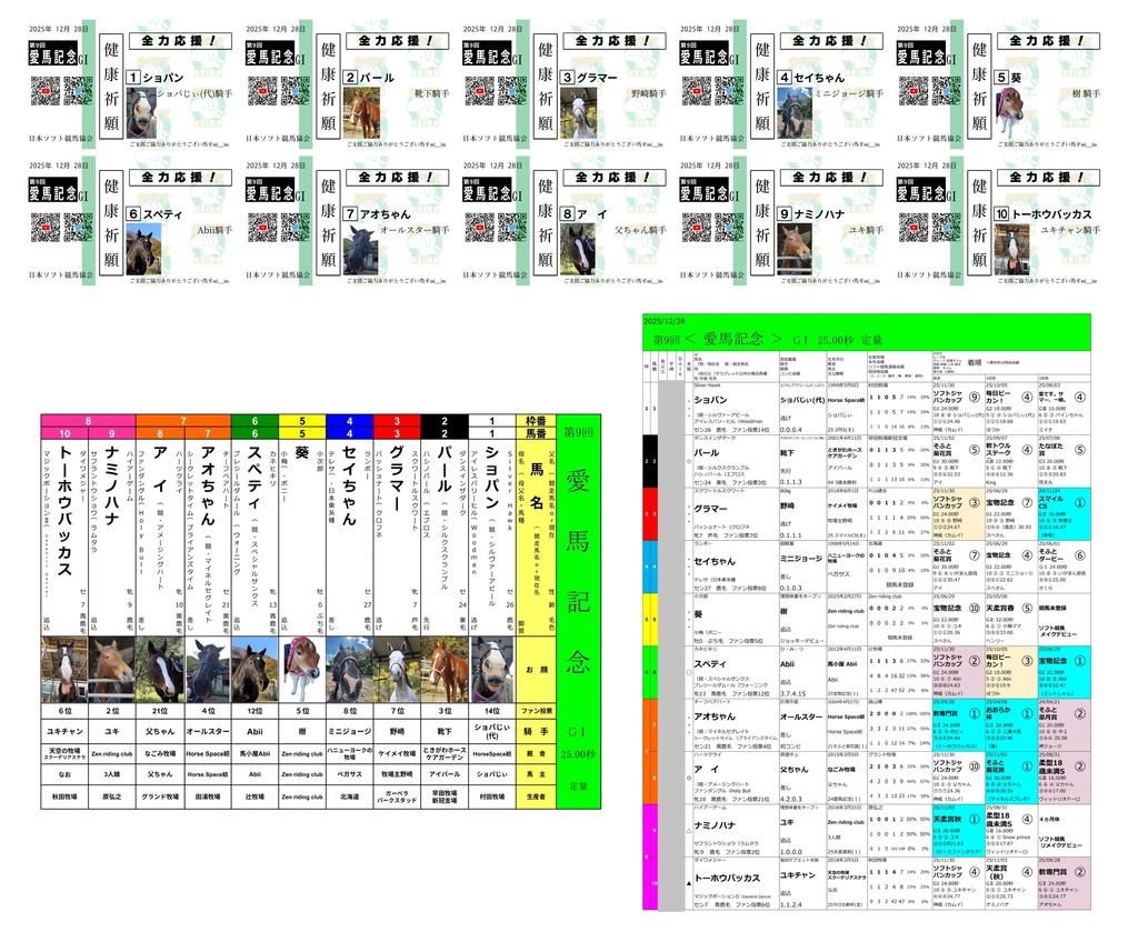 第9回<愛馬記念>ばけん(枠表・馬柱・SNS公開用付※500円BOX以上はポスター付!)(1/31まで)