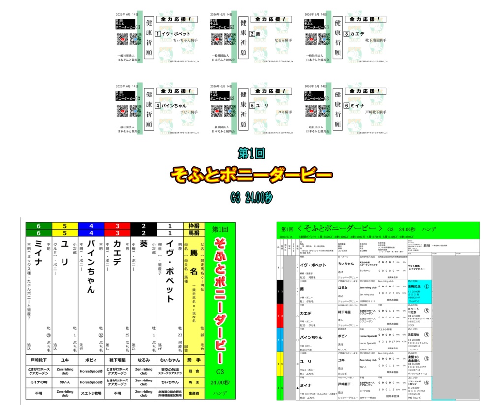 第1回〈そふとポニーダービー〉ばけん（枠表・馬柱・SNS公開用付）（6/21まで）