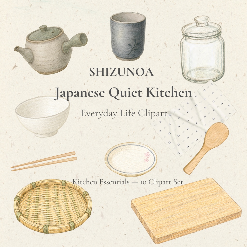 Japanese Quiet Kitchen — Kitchen Essentials | 10 Clipart Set