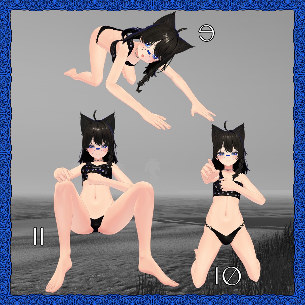 【無料】 座って横たわるポーズパック 【Unity/VRChat】 【PosePlace】 【TafuStore】 【20 ポーズ】