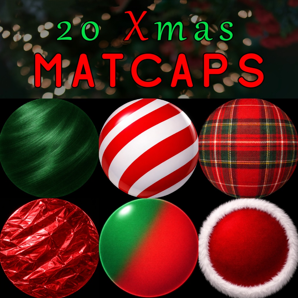 [無料] 20 Xmas Matcaps ⭐ 商用利用可 ❤️ VRChat/Unity ⭐ Pixel Place