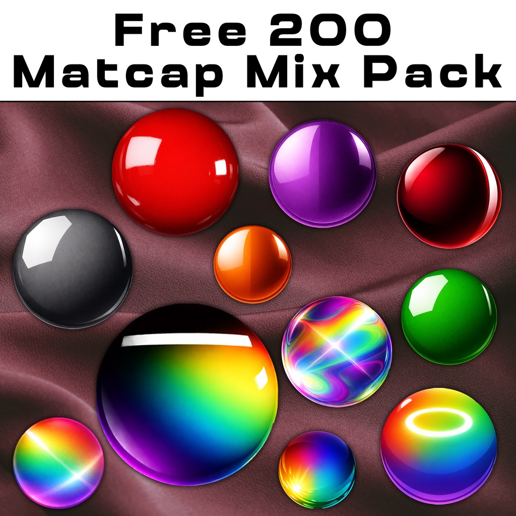 [無料] 200 Matcap Mix Pack ♥ 商用利用可 ♥  VRChat/Unity ♥ Pixel Place