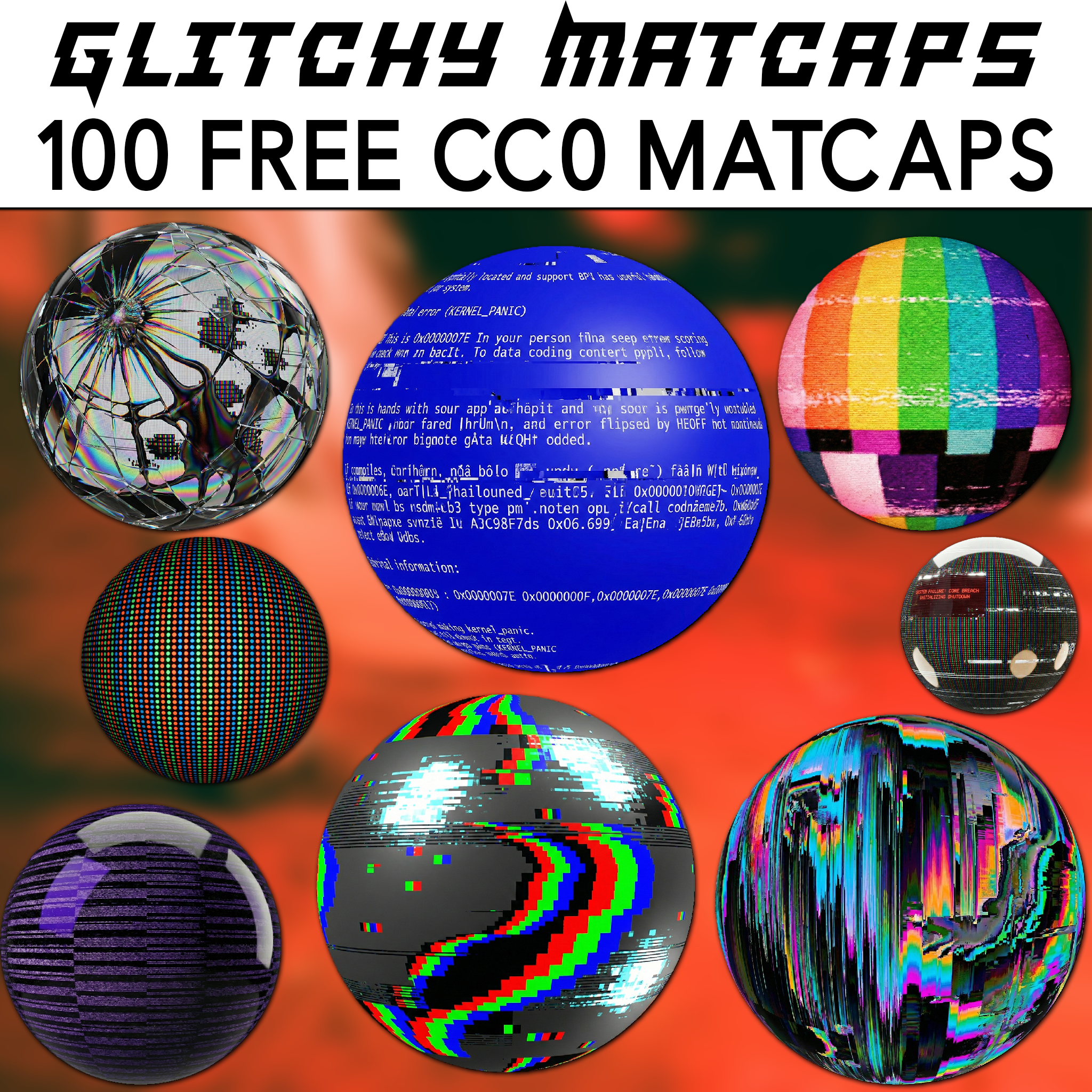 [無料] 100 Glitchy Matcaps 💗 CC0 商用利用可 💗 Pixel Place 💗 - Pixel Place - BOOTH