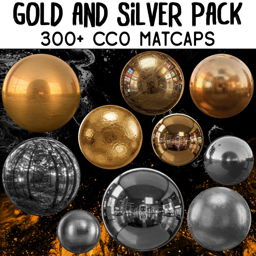[無料] 300+ Golden and Silver Matcaps 💛 CC0 商用利用可 💛 Pixel Place 💛