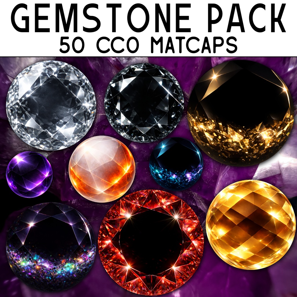 [無料] 50 Gemstone Matcaps 💜 CC0 商用利用可 💜 Pixel Place 💜